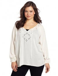 Lucky Brand Women's Plus-Size Rhiannon Cut-out Top Lucky Brand Women's Plus-Size Rhiannon Cut-out Top