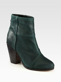 Urban-ready ankle boot in waxy suede with a commanding stacked heel. Stacked heel, 3½ (90mm)Suede upperBack zipLeather lining and solePadded insoleImported Urban-ready ankle boot in waxy suede with a commanding stacked heel. Stacked heel, 3½ (90mm)Suede upperBack zipLeather lining and solePadded insoleImported
