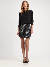 Textured tweed mini skirt with a raw, frayed hem for a slightly distressed finish.Frayed hemSide zipperFully linedAbout 18 from natural waist32% polyester/25% rayon viscose/21% cotton/18% polyamide/3% acrylic/1% mohairDry cleanImportedModel shown is 5'11 (180cm) wearing US size 4. Textured tweed mini skirt with a raw, frayed hem for a slightly distressed finish.Frayed hemSide zipperFully linedAbout 18 from natural waist32% polyester/25% rayon viscose/21% cotton/18% polyamide/3% acrylic/1% mohairDry cleanImportedModel shown is 5'11 (180cm) wearing US size 4.