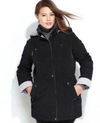Keep cozy in Nautica's plus size anorak, complete with soft knit trim at the neck and cuffs and a cinched waist for a flattering silhouette. Keep cozy in Nautica's plus size anorak, complete with soft knit trim at the neck and cuffs and a cinched waist for a flattering silhouette.