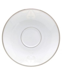 Refine your formal table with classic cream and white. Trimmed in platinum and accented with a raised dot and scroll pattern, this china dinnerware brings contemporary grace to special occasions. A pearlized finish adds subtle shimmer. Refine your formal table with classic cream and white. Trimmed in platinum and accented with a raised dot and scroll pattern, this china dinnerware brings contemporary grace to special occasions. A pearlized finish adds subtle shimmer.