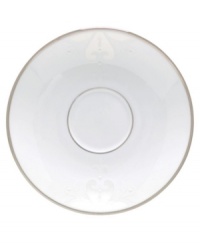 Refine your formal table with classic cream and white. Trimmed in platinum and accented with a raised dot and scroll pattern, this china dinnerware brings contemporary grace to special occasions. A pearlized finish adds subtle shimmer.