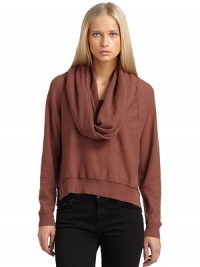 THE LOOKV-neck with attached waffle knit scarf detailRibbed knit trimRaglan sleevesBanded cuffs and hemTHE FITAbout 23 from shoulder to hemTHE MATERIAL55% cotton/25% nylon/20% cashmereCARE & ORIGINDry cleanImportedModel shown is 5'10 (177cm) wearing US size Small. THE LOOKV-neck with attached waffle knit scarf detailRibbed knit trimRaglan sleevesBanded cuffs and hemTHE FITAbout 23 from shoulder to hemTHE MATERIAL55% cotton/25% nylon/20% cashmereCARE & ORIGINDry cleanImportedModel shown is 5'10 (177cm) wearing US size Small.