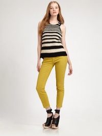 Cotton-rich knit scoopneck with a striped front and solid racerback. ScoopneckRibbed hemRacerbackLonger length hits below the hips70% cotton/30% nylonDry cleanImportedModel shown is 5'11 (180cm) wearing US size Small. Cotton-rich knit scoopneck with a striped front and solid racerback. ScoopneckRibbed hemRacerbackLonger length hits below the hips70% cotton/30% nylonDry cleanImportedModel shown is 5'11 (180cm) wearing US size Small.
