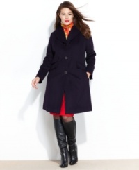 With a medium-weight wool-blend fabric, this Ellen Tracy walker coat adds classic polish to your fall look while keeping you stylishly warm! With a medium-weight wool-blend fabric, this Ellen Tracy walker coat adds classic polish to your fall look while keeping you stylishly warm!