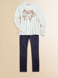 Your little angel will look like one in this long-sleeved cotton jersey knit with colorful cherub print.CrewneckLong sleevesPullover styleCottonMachine washImported Your little angel will look like one in this long-sleeved cotton jersey knit with colorful cherub print.CrewneckLong sleevesPullover styleCottonMachine washImported