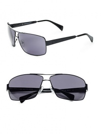 THE LOOKRectangular navigator style Metal framesBrow barSignature case includedTHE COLORBlack with grey lensesORIGINImportedPlease note: Actual lens is darker than shown.This item was originally available for purchase at Saks Fifth Avenue OFF 5TH stores. THE LOOKRectangular navigator style Metal framesBrow barSignature case includedTHE COLORBlack with grey lensesORIGINImportedPlease note: Actual lens is darker than shown.This item was originally available for purchase at Saks Fifth Avenue OFF 5TH stores.