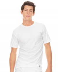 So soft, you'll want to wear one under all your shirts. New combed ring-spun jersey tee features a classic fit and polo player logo at hem. So soft, you'll want to wear one under all your shirts. New combed ring-spun jersey tee features a classic fit and polo player logo at hem.