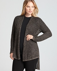 Sheer mesh and subtle metallics team up to deliver an effortlessly luxe Eileen Fisher Plus cardigan. Layer it on and lend chic luster to your every look. Sheer mesh and subtle metallics team up to deliver an effortlessly luxe Eileen Fisher Plus cardigan. Layer it on and lend chic luster to your every look.