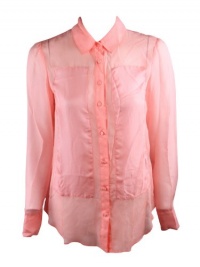 Elizabeth And James Womens Emile Sheer Silk Button Up Top