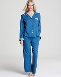 Curl up with breakfast in bed in Eileen West's cozy pajama set, featuring embroidered details. Curl up with breakfast in bed in Eileen West's cozy pajama set, featuring embroidered details.