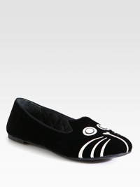 Irresistibly cute and quirky, these soft velvet flats have leather trim and smooth satin lining. Velvet and leather upperSatin liningLeather solePadded insoleImported Irresistibly cute and quirky, these soft velvet flats have leather trim and smooth satin lining. Velvet and leather upperSatin liningLeather solePadded insoleImported