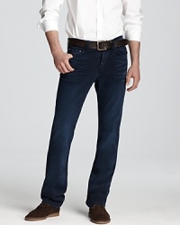 Crafted in uncommonly soft denim, these slim, straight leg jeans are an ideal pair for your modern wardrobe. Crafted in uncommonly soft denim, these slim, straight leg jeans are an ideal pair for your modern wardrobe.