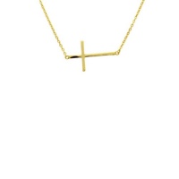 apop nyc 14k Yellow Gold Vermeil Sideways Cross Necklace 16 inch apop nyc 14k Yellow Gold Vermeil Sideways Cross Necklace 16 inch
