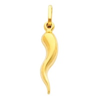 14K Yellow Gold Medium Cornicello Italian Horn Charm Pendant 14K Yellow Gold Medium Cornicello Italian Horn Charm Pendant