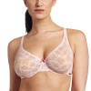 Betsey Johnson Women's Stretch Lace Underwire Demi Bra, China Doll, 36D