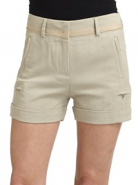THE LOOKWaistband with belt loopsZip flyDual vertical front zip pocketsDual horizontal front zip pocketsCuffed hemBack welt pockets with zip closureTHE FITInseam, about 13THE MATERIAL52% viscose/43% cotton/5% polyamideCARE & ORIGINDry cleanMade in ItalyModel shown is 5'10 (177cm) wearing US size 4. THE LOOKWaistband with belt loopsZip flyDual vertical front zip pocketsDual horizontal front zip pocketsCuffed hemBack welt pockets with zip closureTHE FITInseam, about 13THE MATERIAL52% viscose/43% cotton/5% polyamideCARE & ORIGINDry cleanMade in ItalyModel shown is 5'10 (177cm) wearing US size 4.