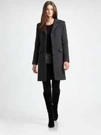 Classically tailored and made from an irresistible blend of wool and cashmere, this coat is a must-own style.Notched collarBust dartsConcealed front closureFlap pocketsBack ventFully linedAbout 35 from shoulder to hemWool/cashmereDry cleanImported Model shown is 5'10 (177cm) wearing US size Small. Classically tailored and made from an irresistible blend of wool and cashmere, this coat is a must-own style.Notched collarBust dartsConcealed front closureFlap pocketsBack ventFully linedAbout 35 from shoulder to hemWool/cashmereDry cleanImported Model shown is 5'10 (177cm) wearing US size Small.