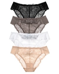 With a rosette detail front and center, this lace and mesh bikini exudes romance. Style #873199 With a rosette detail front and center, this lace and mesh bikini exudes romance. Style #873199