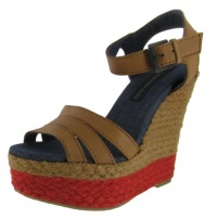 Calvin Klein Jeans Breezie Leather Women's Platform Sandal Wedge Shoes Brown Size 7.5 Calvin Klein Jeans Breezie Leather Women's Platform Sandal Wedge Shoes Brown Size 7.5