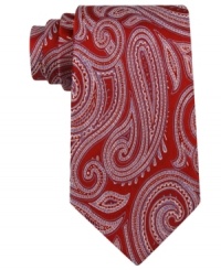 Polished paisley adds a finishing touch with this silk tie from Michael Kors. Polished paisley adds a finishing touch with this silk tie from Michael Kors.