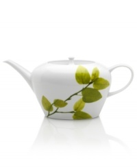 Forever spring. Bright new leaves plucked just for your table drape this teapot for a fresh, modern look. From Mikasa dinnerware, the dishes of this Daylight set are durable and stylish in white porcelain with a smooth, fluid shape and loop handle.