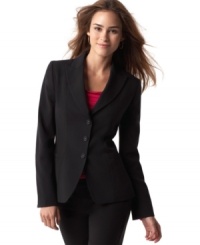 Keep it simple and smart in T Tahari's three-button fitted blazer. Keep it simple and smart in T Tahari's three-button fitted blazer.
