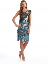 THE LOOKSquare necklinePleated fan details at bodiceSleevelessTiered velvet, lace and metallic skirtSee-thru lace backTHE FITAbout 38 from shoulder to hemTHE MATERIAL82% rayon/18% silkContrast 1: 64% silk/36% polyesterContrast 2: 63% rayon/23% nylon/14% polyesterFully linedCARE & ORIGINDry cleanMade in Italy THE LOOKSquare necklinePleated fan details at bodiceSleevelessTiered velvet, lace and metallic skirtSee-thru lace backTHE FITAbout 38 from shoulder to hemTHE MATERIAL82% rayon/18% silkContrast 1: 64% silk/36% polyesterContrast 2: 63% rayon/23% nylon/14% polyesterFully linedCARE & ORIGINDry cleanMade in Italy