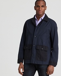 Michael Kors innovates on a traditional silhouette by mixing linen and cotton for a subtle, tonal block jacket, bringing modern design to your everyday attire. Michael Kors innovates on a traditional silhouette by mixing linen and cotton for a subtle, tonal block jacket, bringing modern design to your everyday attire.