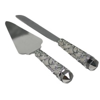 Jamie Lynn Elegant Metal and Frosted Glass Vine Cake Knife and Server Set Jamie Lynn Elegant Metal and Frosted Glass Vine Cake Knife and Server Set