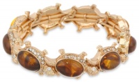 Anne Klein Arden Gold-Tone Brown Turtle Stretch Bracelet, 7.25