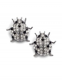 THE LOOKCharming sparkle domed ladybugsClear rhinestones with jet accentsClip-on backTHE FITDiameter, about 1¼THE MATERIALRhodium-look platingGlassEnamelORIGINImported