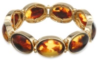Anne Klein Tanyard Gold-Tone Tortoise Colored Oval Stretch Bracelet, 7.25