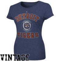 MLB Majestic Detroit Tigers Women's Cooperstown Collection Cleanup Hitter T-Shirt - Navy Blue