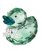 The lucky ducks to receive this Swarovski crystal figurine will have a very happy birthday indeed. A teal beak and green body are contrasted by a glitzy silvertone necklace.