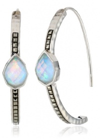 Judith Jack Waterfall Sterling Silver, Marcasite, Blue Opal Hoop Earrings