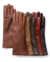 Soft, luxurious leather gloves. With five colors to choose from, you can easily match one to each of your winter coats. Cashmere lined. You'll love them in this longer length. Soft, luxurious leather gloves. With five colors to choose from, you can easily match one to each of your winter coats. Cashmere lined. You'll love them in this longer length.