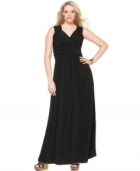 Maxis are super hot for the season, so score NY Collection's sleeveless plus size dress-- the banded empire waist is ultra-flattering. Maxis are super hot for the season, so score NY Collection's sleeveless plus size dress-- the banded empire waist is ultra-flattering.