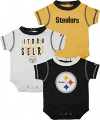 Pittsburgh Steelers NFL Infant 3 Pack Creeper Set Pittsburgh Steelers NFL Infant 3 Pack Creeper Set