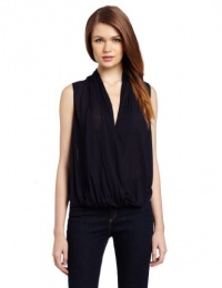 HALSTON HERITAGE Women's Sleeveless V-Neck Wrap Front Top, Navy, X-Small HALSTON HERITAGE Women's Sleeveless V-Neck Wrap Front Top, Navy, X-Small