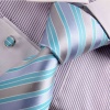 Blue Mens Fashion Tie Light Sky Blue Stripes Woven Silk Tie Cufflinks Gift Box Set Y&G Mens Tie Set A8041