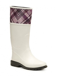 THE LOOKKnee-high natural rubber upperDecorative plaid pattern at topWater-resistantBlack slip-resistant soleTHE FITHeel, 1 (25mm)Shaft, 14 Leg circumference, 15THE MATERIALRubber upperRubber soleORIGINImported THE LOOKKnee-high natural rubber upperDecorative plaid pattern at topWater-resistantBlack slip-resistant soleTHE FITHeel, 1 (25mm)Shaft, 14 Leg circumference, 15THE MATERIALRubber upperRubber soleORIGINImported
