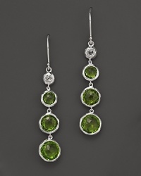 Peridots and rose cut diamonds dot sterling silver drop earrings from Ippolita. Peridots and rose cut diamonds dot sterling silver drop earrings from Ippolita.