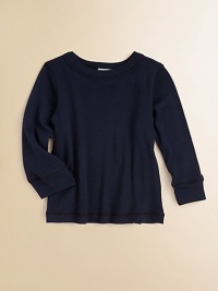 A cozy everyday layer, with allover ribbing and long cuffed sleeves.CrewneckLong sleeves with cuffs50% polyester/25% supima cotton/25% modalMachine washImported A cozy everyday layer, with allover ribbing and long cuffed sleeves.CrewneckLong sleeves with cuffs50% polyester/25% supima cotton/25% modalMachine washImported