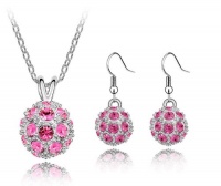 General Gifts Shamballa Ball Pink Swarovski Elements Crystal 18K White Gold Plated Jewelry Set Pendant Necklace 18 and Earrings General Gifts Shamballa Ball Pink Swarovski Elements Crystal 18K White Gold Plated Jewelry Set Pendant Necklace 18 and Earrings