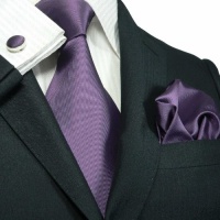 LANDISUN 63H SOLID DARK PURPLE SILK SET:TIE+HANKY+CUFFLINKS LANDISUN 63H SOLID DARK PURPLE SILK SET:TIE+HANKY+CUFFLINKS