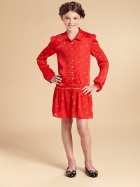 An allover floral print and pleated details lend a romantic air to this structural shirt-dress.Point collarButton front placket flanked by pleatingLong sleeves with cuffsDrop waist with lurex pipingPolyesterDry cleanImported Please note: Number of buttons may vary depending on size ordered. An allover floral print and pleated details lend a romantic air to this structural shirt-dress.Point collarButton front placket flanked by pleatingLong sleeves with cuffsDrop waist with lurex pipingPolyesterDry cleanImported Please note: Number of buttons may vary depending on size ordered.