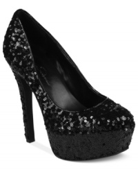 Shine like the twinkling nighttime sky in the dark and sparkly Devin platform pumps by Jessica Simpson. Shine like the twinkling nighttime sky in the dark and sparkly Devin platform pumps by Jessica Simpson.