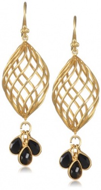 Lauren Harper Collection Midnight 18k Gold Swirl Cage and Black Spinel Drop Earrings Lauren Harper Collection Midnight 18k Gold Swirl Cage and Black Spinel Drop Earrings