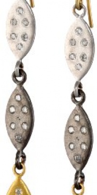Lauren Harper Collection Mirage 18k Gold, Black and White Silver and Diamond Marquis Earrings